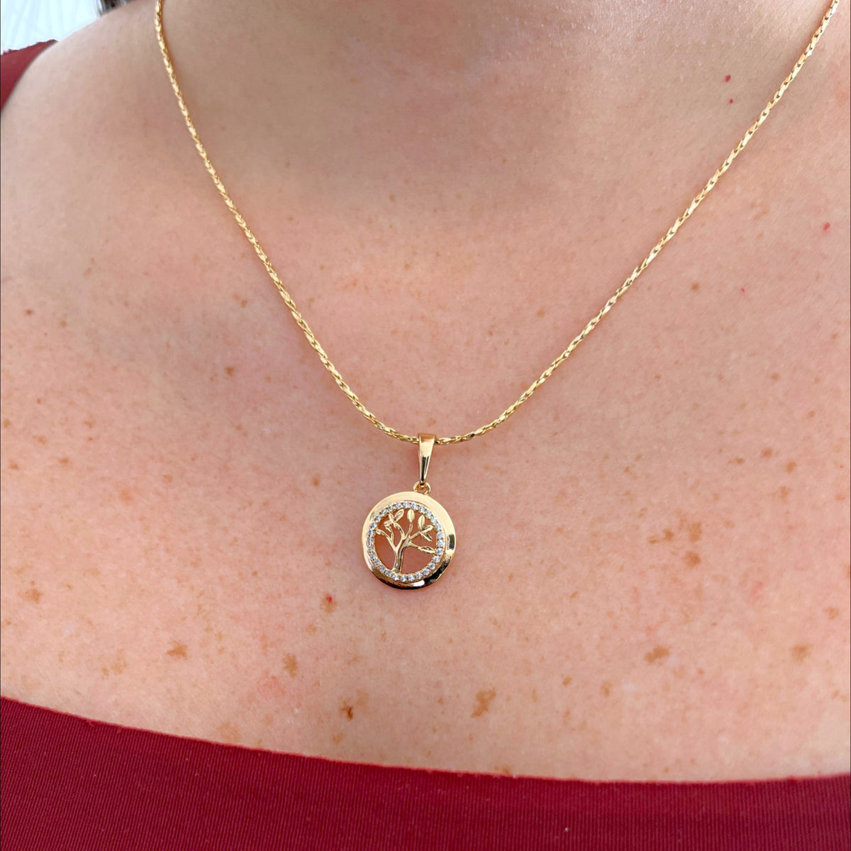 Cadena Entorchada con Medalla Árbol de la Vida de Circonias