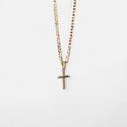 Collar Hv Hermanas Villegas de cadena lomo en cobre con baño de oro rosé y dije de cruz lisa clásica