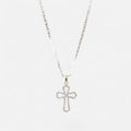 Collar Hv Hermanas Villegas de plata 925 con cadena tejido Valentino y dije de cruz calada con circonias brillantes