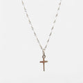 Collar Hv Hermanas Villegas de plata 925 con cadena tejido Singapur y dije de cruz latina minimalista pulida