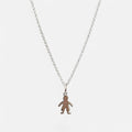 Collar Hv Hermanas Villegas de plata 925 con cadena tejido forcet y dije de silueta de niño en acabado liso