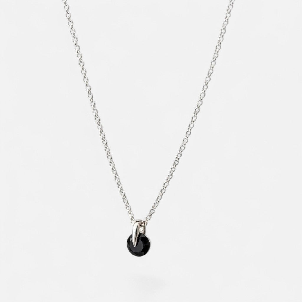 Cadena de plata 925 Hv Hermanas Villegas con tejido forcet y colgante de punto de luz negro elegante