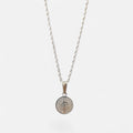 Collar Hv Hermanas Villegas de plata 925 con cadena tejido Singapur y medalla circular de San Benito en relieve