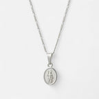 Collar Hv Hermanas Villegas de plata 925 con cadena tejido Figaro y medalla ovalada de San Judas Tadeo en relieve