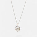 Collar Hv Hermanas Villegas de plata 925 con cadena forcet y medalla ovalada de la Virgen de Guadalupe con circonias