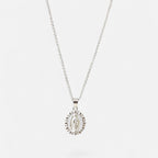 Collar Hv Hermanas Villegas de plata 925 con cadena forcet y medalla ovalada de la Virgen de Guadalupe con circonias
