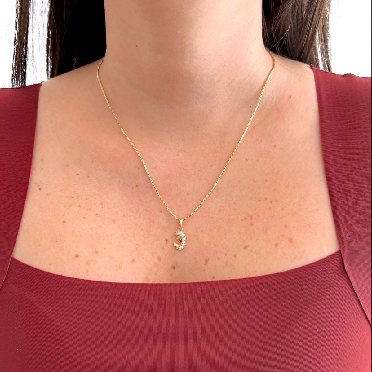 Collar Hv Hermanas Villegas con cadena veneciana y dije de Virgen María con circonias en baño de oro rosado