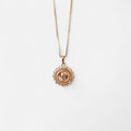 Cadena veneciana Hv Hermanas Villegas en cobre con baño de oro rosé y medalla de la Virgen de Guadalupe con rayos sol