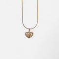 Collar Hv Hermanas Villegas de cadena cola de ratón en oro rosé con dije de corazón y Árbol de la Vida con circonias