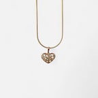 Collar Hv Hermanas Villegas de cadena cola de ratón en oro rosé con dije de corazón y Árbol de la Vida con circonias