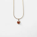 Collar Hv Hermanas Villegas con cadena cola de ratón y dije de corazón inflado liso en baño de oro rosé