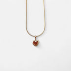 Collar Hv Hermanas Villegas con cadena cola de ratón y dije de corazón inflado liso en baño de oro rosé