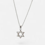 Collar Hv Hermanas Villegas de plata 925 con cadena forcet y dije de Estrella de David con circonias brillantes