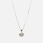 Collar Hv Hermanas Villegas de plata 925 con cadena veneciana y dije de corazón pavé con circonias brillantes.