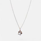 Collar Hv Hermanas Villegas de plata 925 con cadena tejido forcet y dije de huellita de mascota con detalle calado