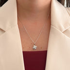 Collar Hv Hermanas Villegas de plata 925 con cadena veneciana y dije de trébol de cuatro hojas liso