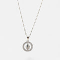 Collar Hv Hermanas Villegas de plata 925 con cadena Singapur y medalla de la Virgen Milagrosa rodeada de circonias.