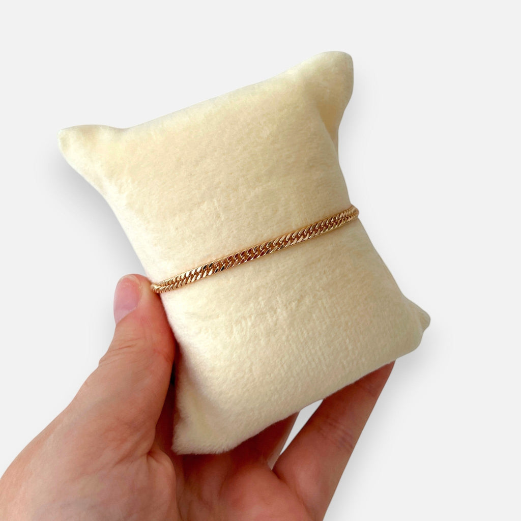 Pulsera Hv Hermanas Villegas de tejido espiga en oro rosa con acabado brillante