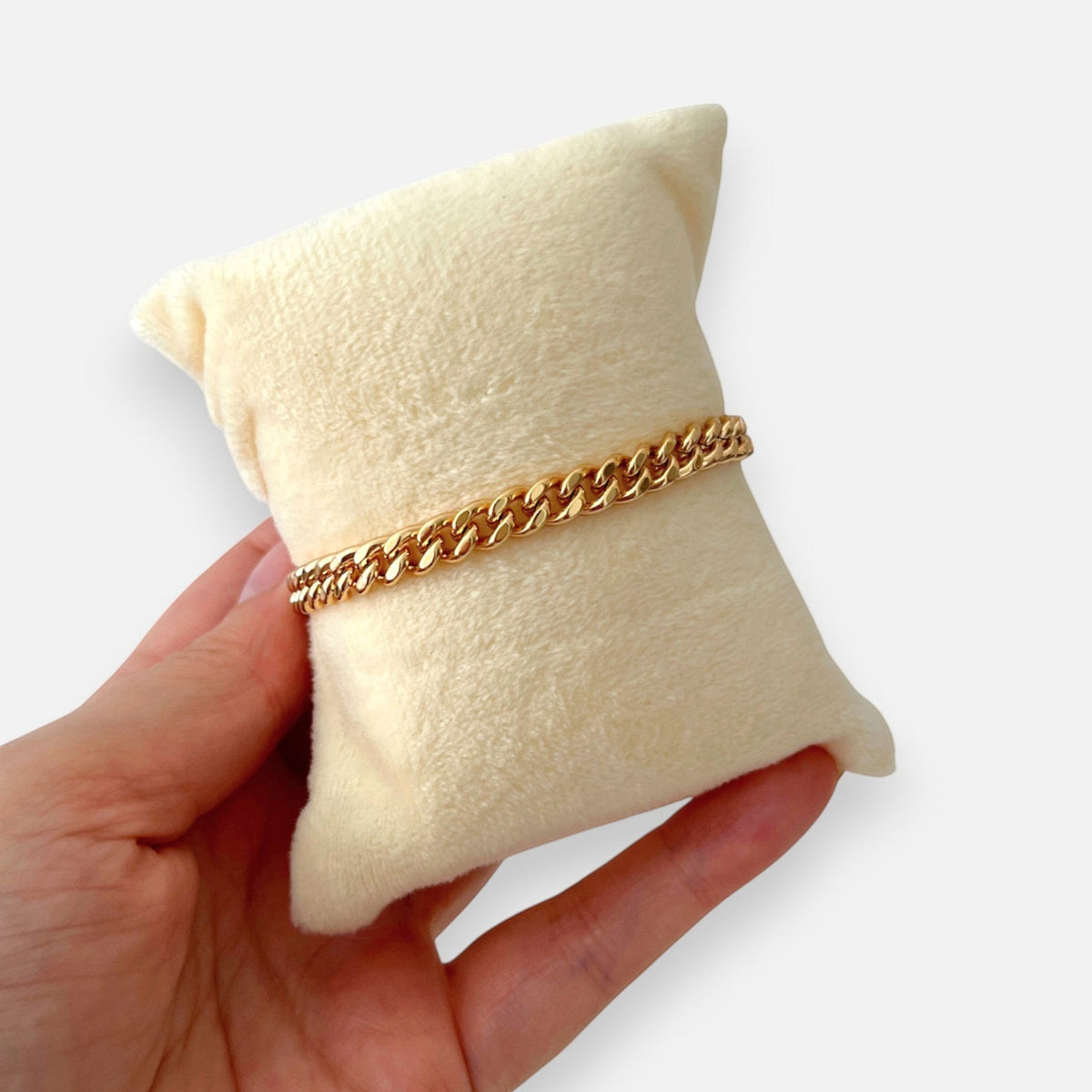 Pulsera Hv Hermanas Villegas de cadena grumet gruesa con enchape en oro rosa