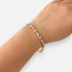 Pulsera Hv Hermanas Villegas de eslabones estilo marinero en oro rosa con circones brillantes