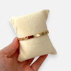 Pulsera Hv Hermanas Villegas de cadena grumet en oro rosa con placa central lisa pulida