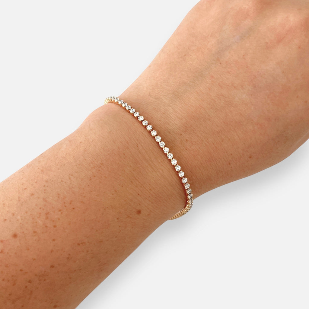 Pulsera Tennis Hv Hermanas Villegas ultra fina en oro rosa con circones extra pequeños
