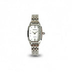 Reloj Hv Hermanas Villegas octagonal plateado de acero con dial claro, marcadores brillantes y correa de eslabones